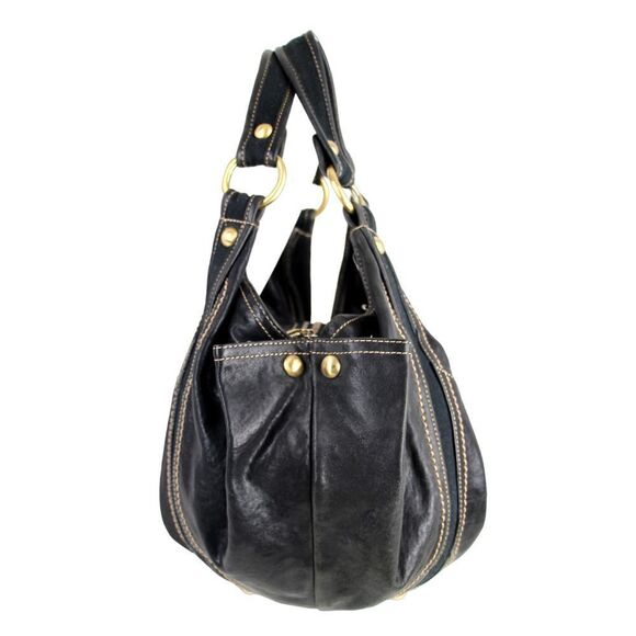 Steven by Steve Madden BLACK GENUINE LEATHER TOTE SHOULDER BAG HANDBAG PURSE - Picture 2 of 14